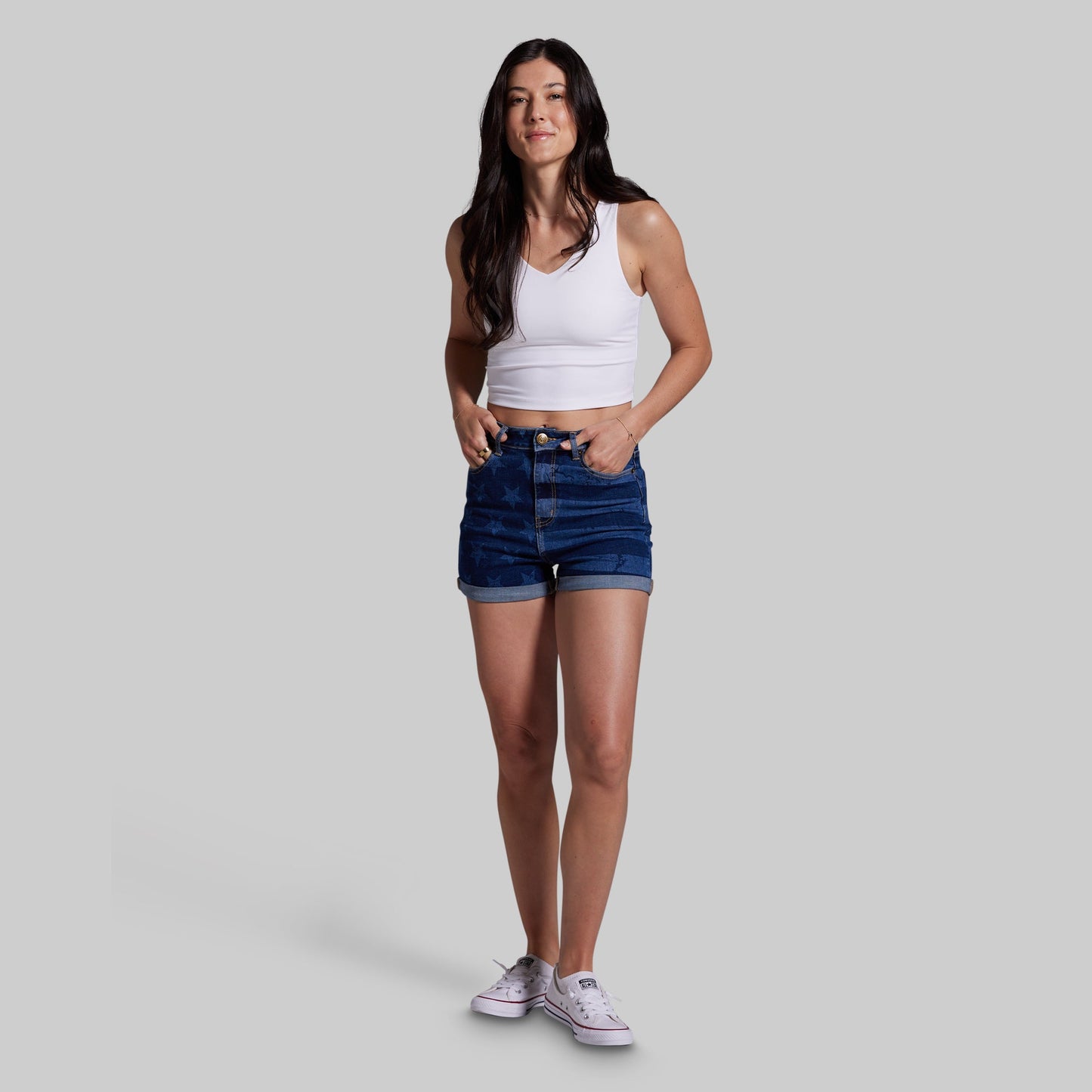 FLEX Stretchy Mom Jean Short (Dark Americana)
