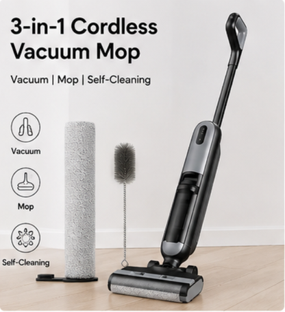 3 in 1 Cordless Wet Dry Vacuum Mop with Self Cleaning & Dual Tanks