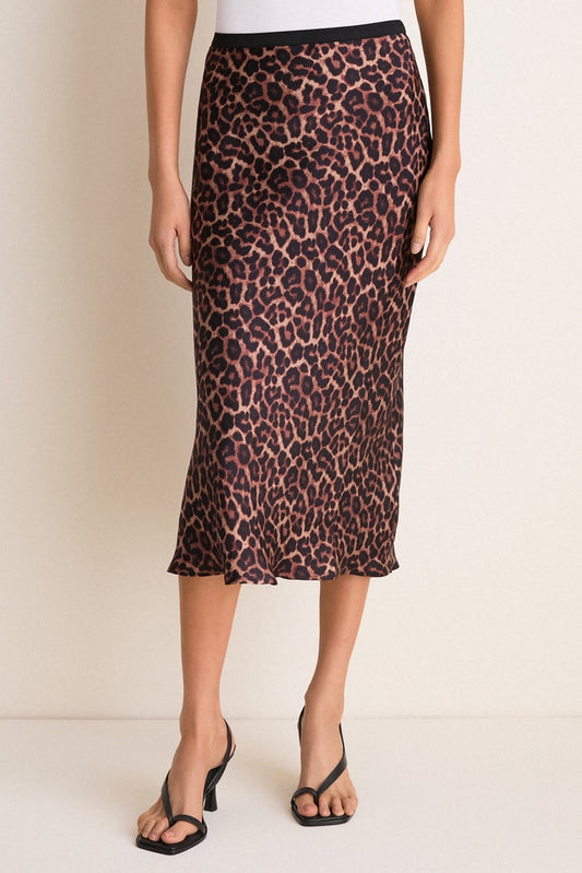Black and Brown Printed Bar Silk Skirt