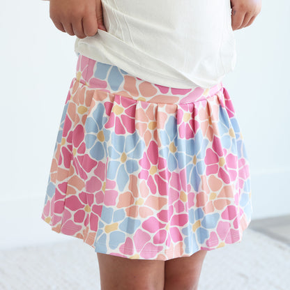 Kids CloudActive™ Athletic Pleated Skirt | Power Flowers