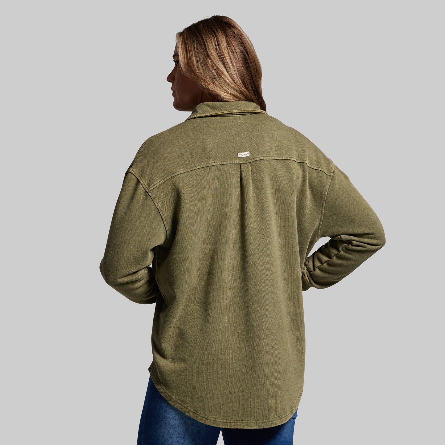 Women's Oversized Washed Button Up (Deep Green)