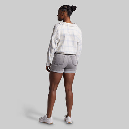 FLEX Stretchy Mom Jean Short (Light Grey Wash)