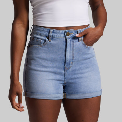 FLEX Stretchy Mom Jean Short (Pebble Blue)