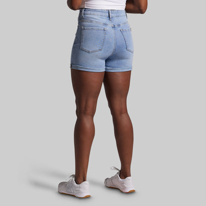 FLEX Stretchy Mom Jean Short (Pebble Blue)