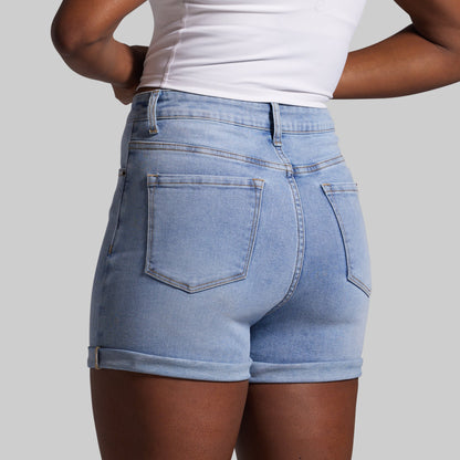FLEX Stretchy Mom Jean Short (Pebble Blue)