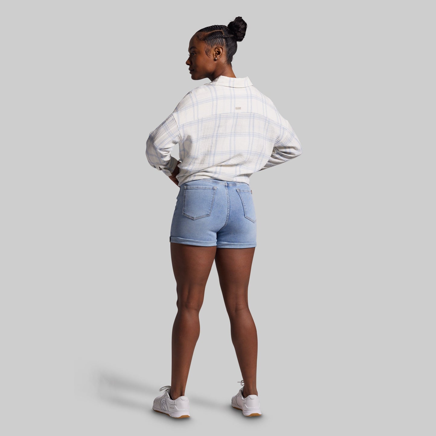 FLEX Stretchy Mom Jean Short (Pebble Blue)