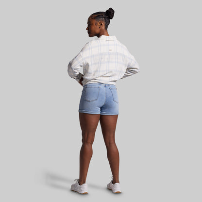 FLEX Stretchy Mom Jean Short (Pebble Blue)