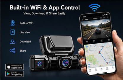 4 Channel 360° Dash Cam 1080P Full HD, WiFi, GPS, Night Vision & 24H Parking Monitor