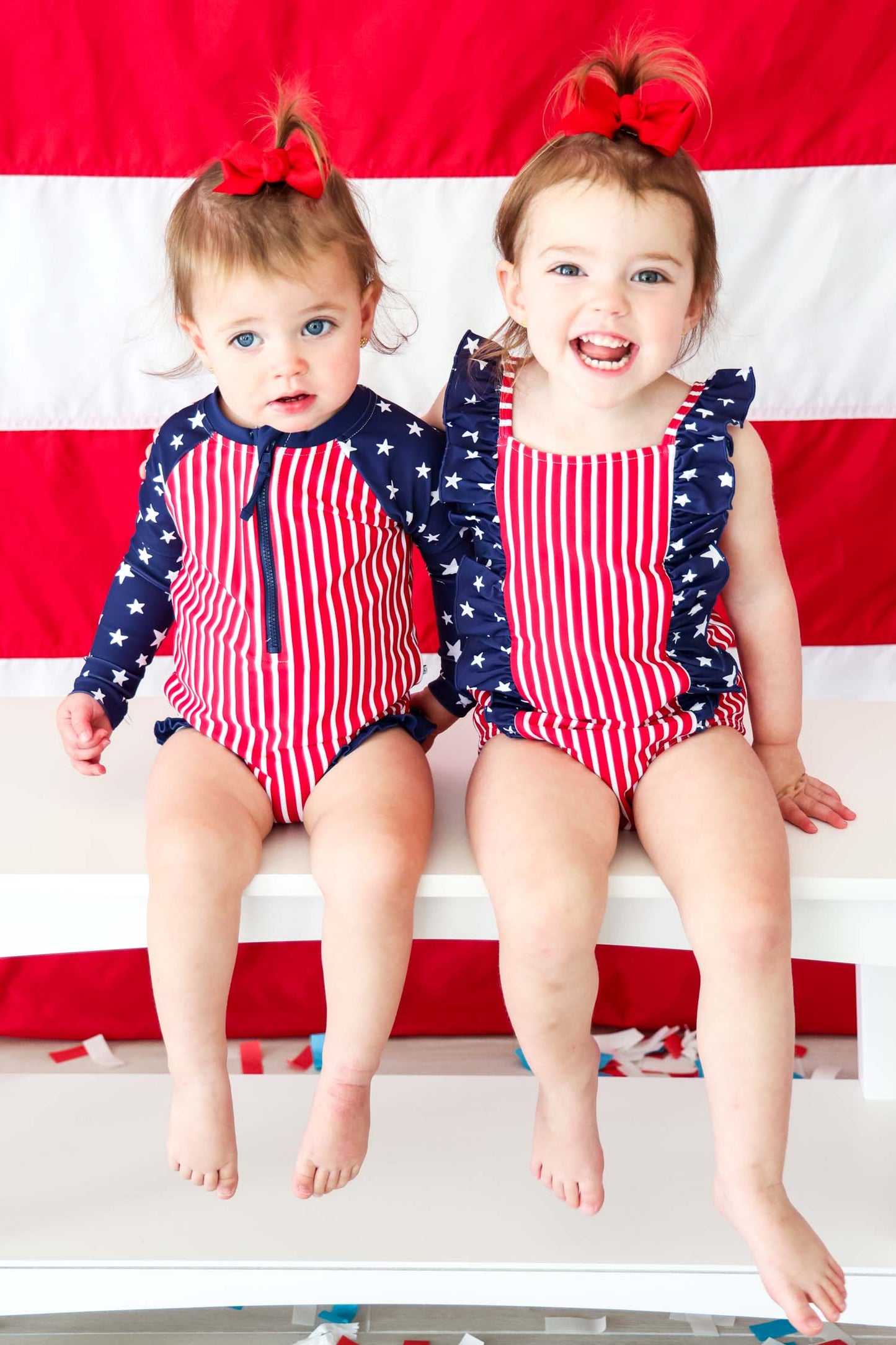 Long Sleeve Rash Guard with Front Zipper | Stars & Stripes Party
