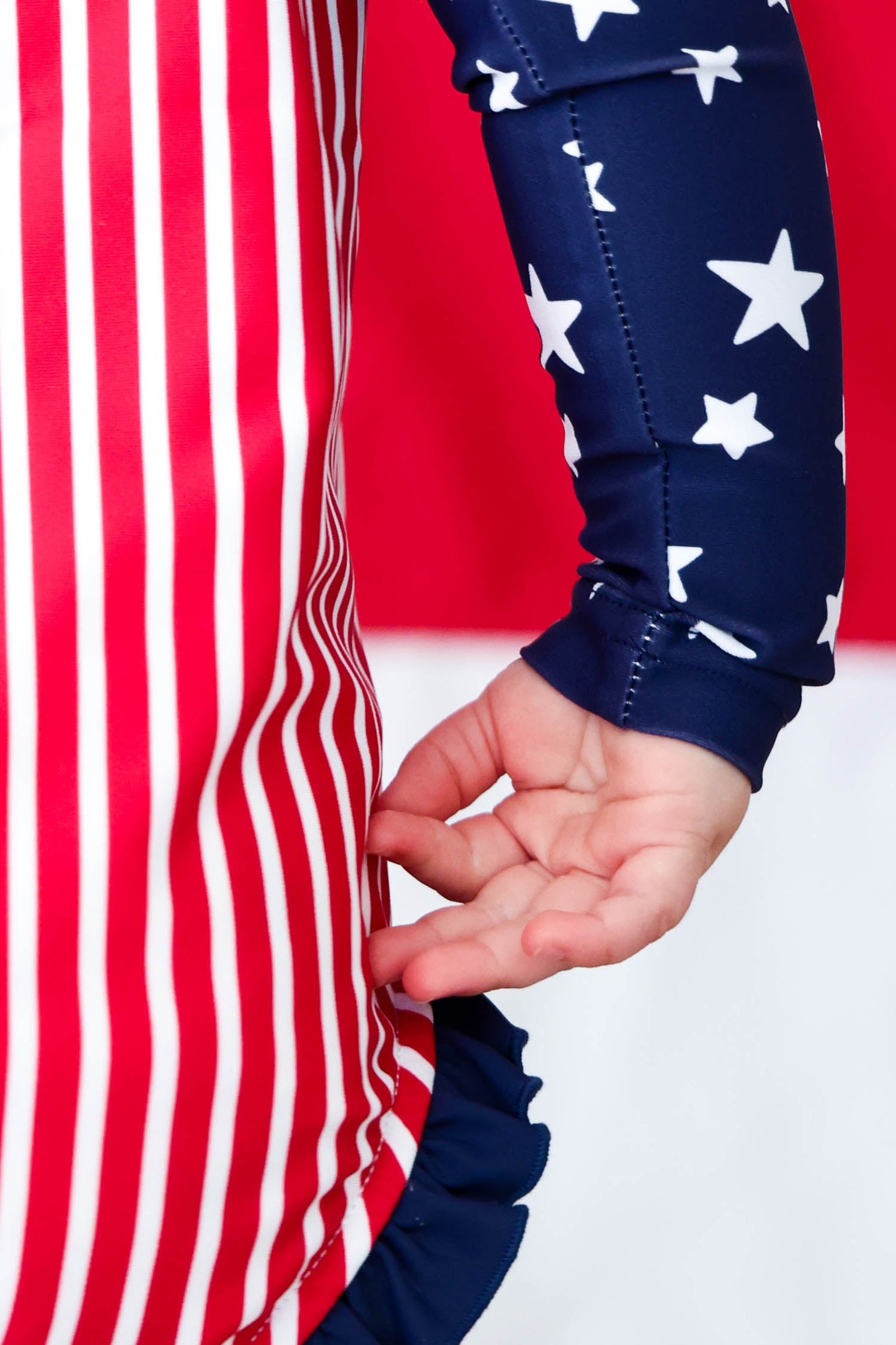 Long Sleeve Rash Guard with Front Zipper | Stars & Stripes Party