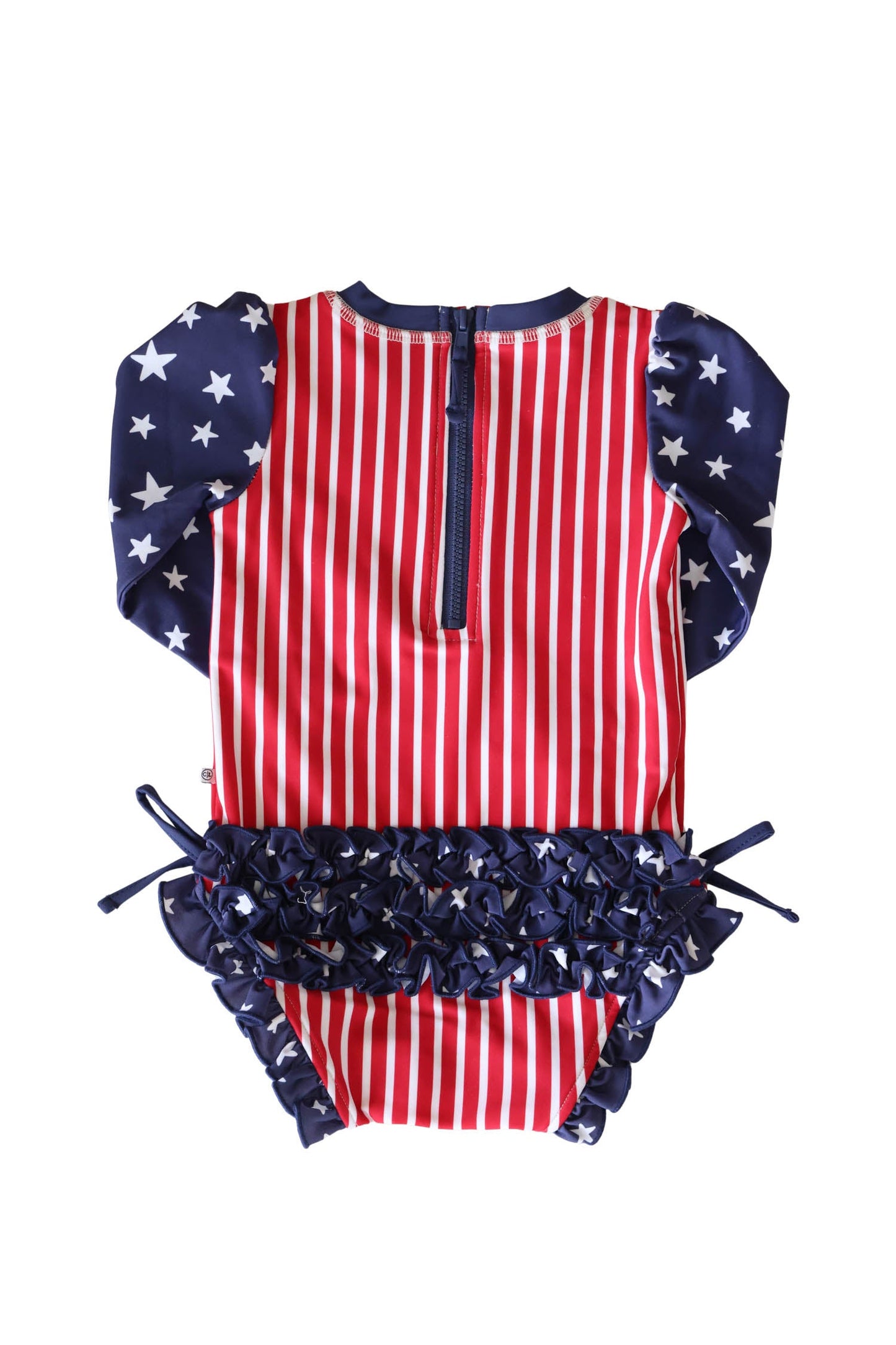 Long Sleeve Rash Guard With Ruffle Bottom | Stars & Stripes Party