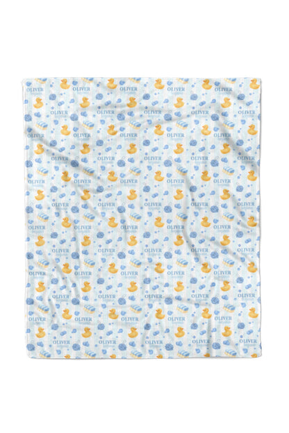 Personalized Kids Blanket | Bubble Duckies Blue