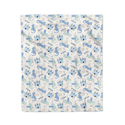 Dragon Adventure Personalized Kids Blanket | Blue