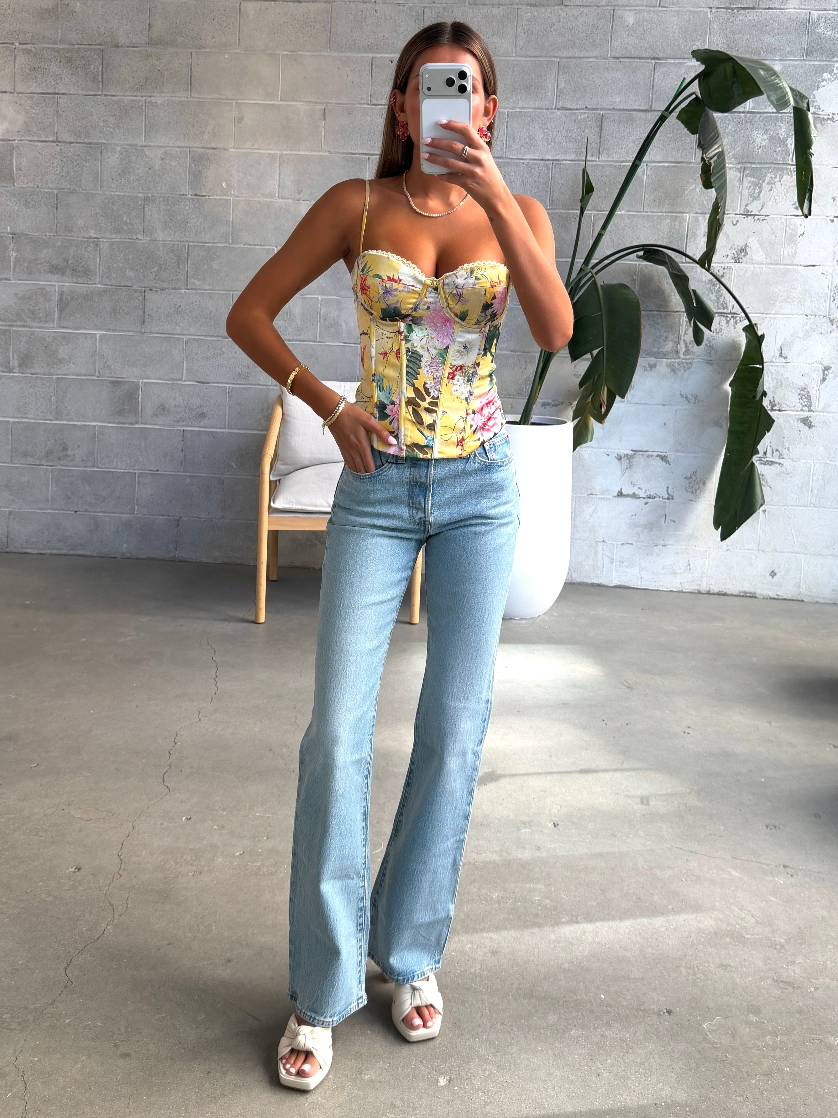 RUNAWAY THE LABEL Eli Bustier Top Kendall Yellow