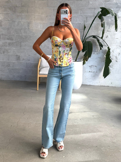 RUNAWAY THE LABEL Eli Bustier Top Kendall Yellow
