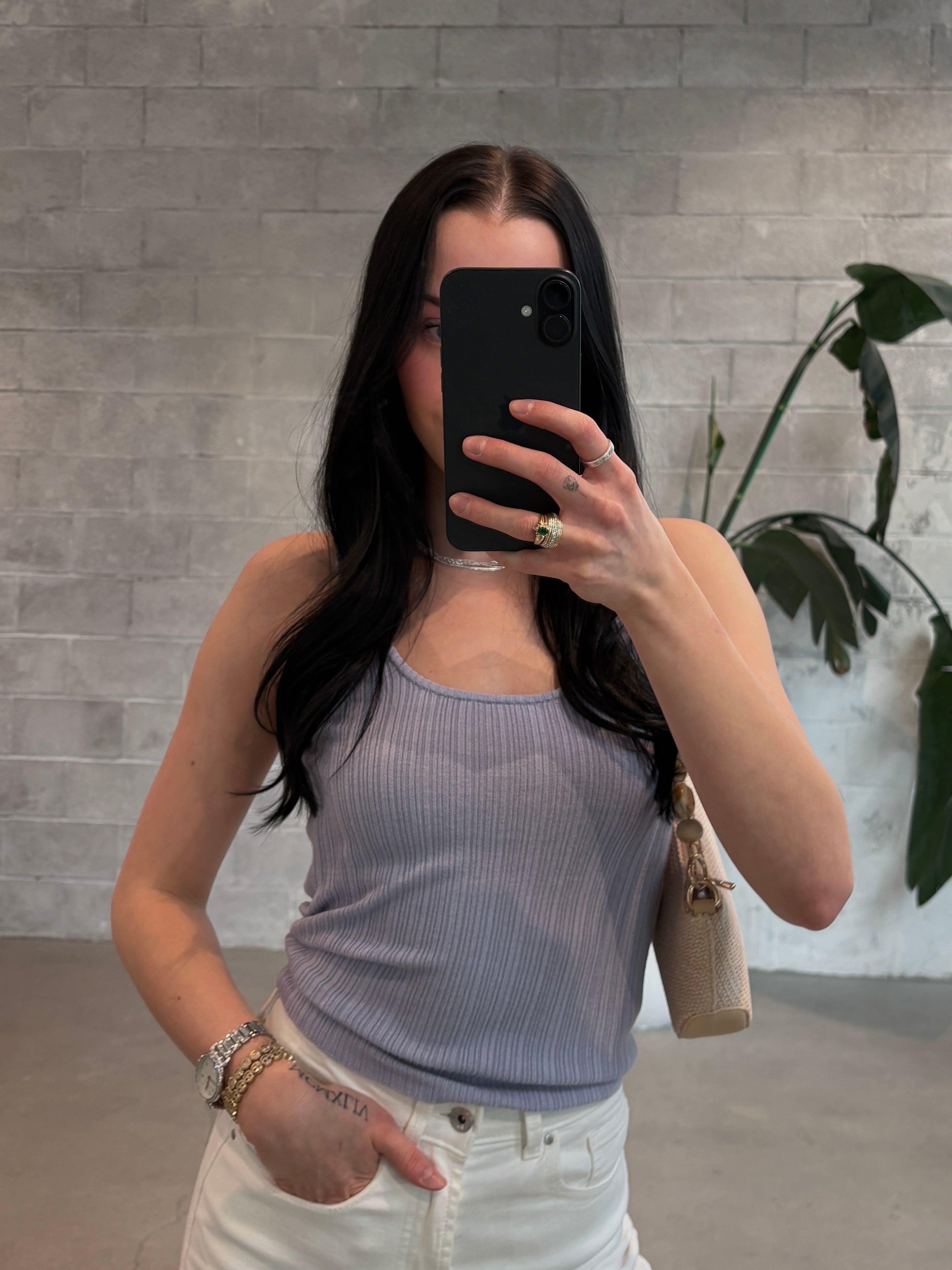 DEX Scoop Neck Ribbed Sweater Tank