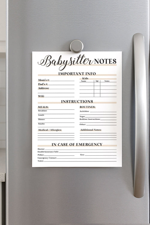 Babysitter Notes - Free Digital Download