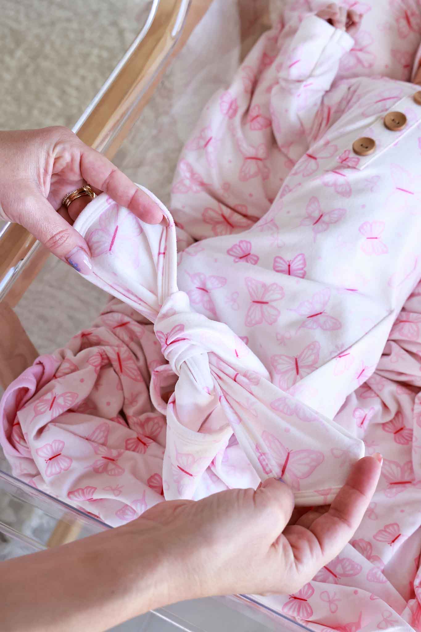Newborn Baby Knot Gown & Hat Set | Blooming Butterflies