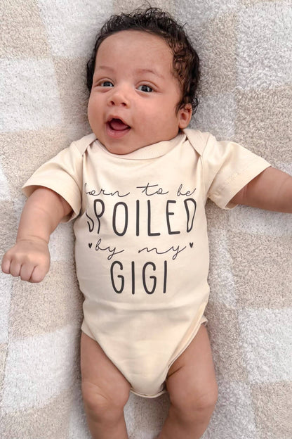 Personalized Born To Be Spoiled Graphic Bodysuit | Natural