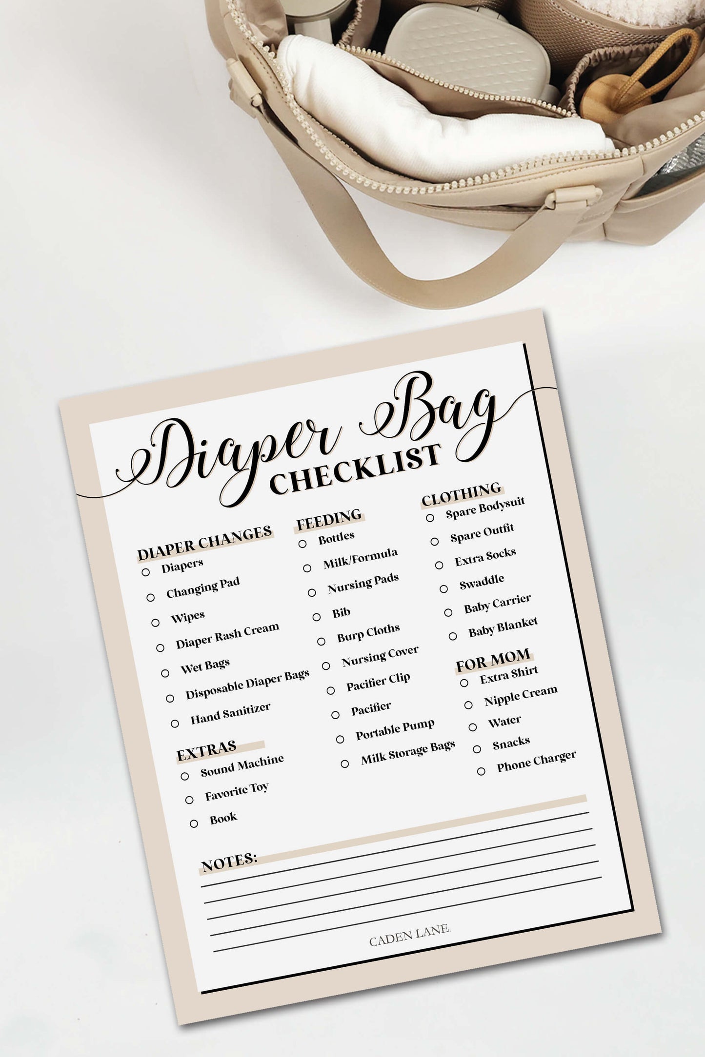 Diaper Bag Checklist - Free Digital Download