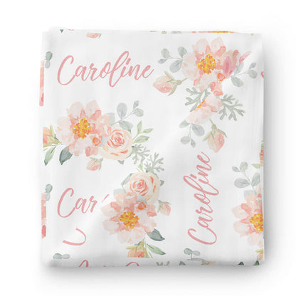 Ella's Dusty Rose Personalized Baby Name Swaddle Blanket