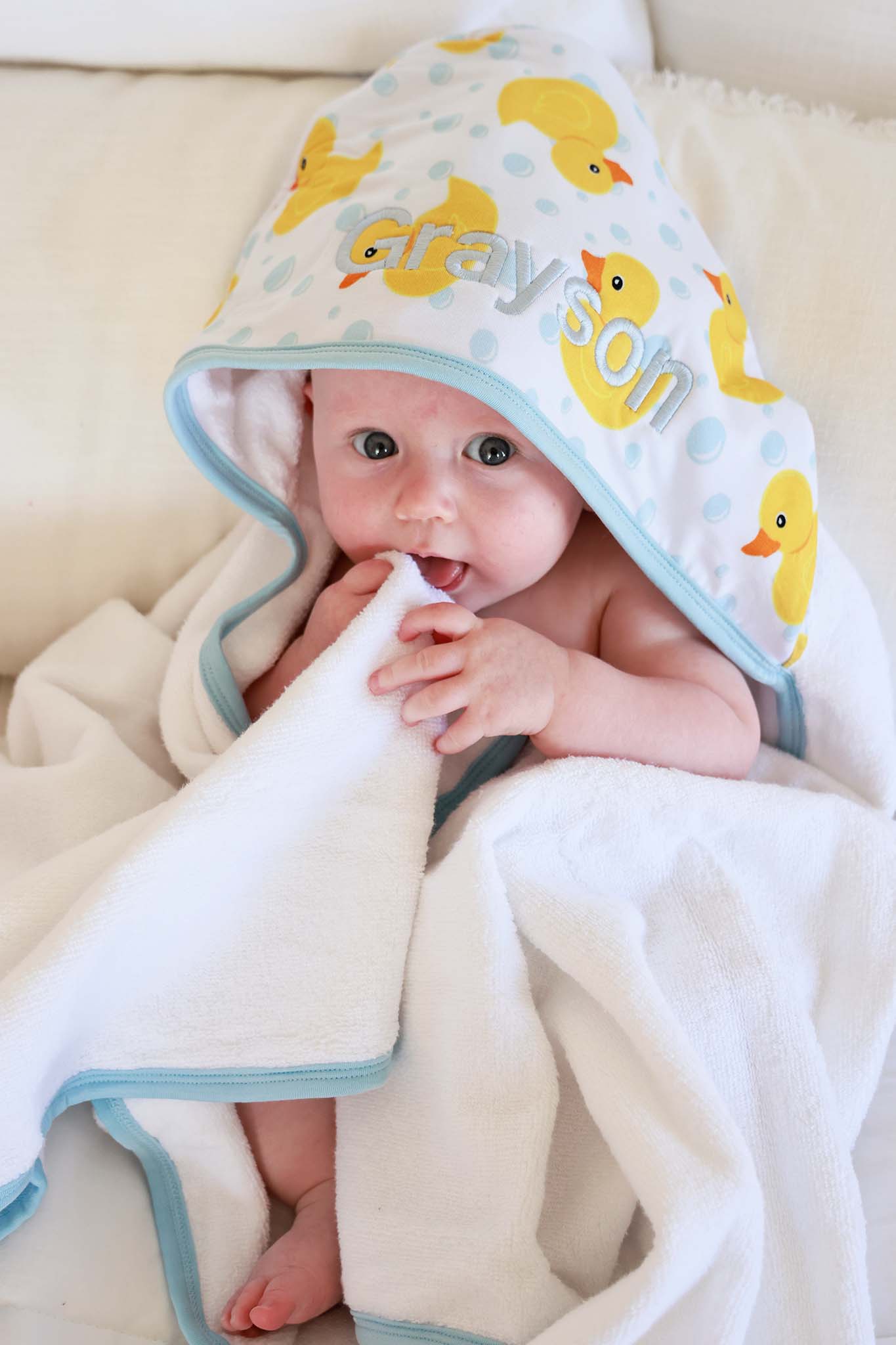 Kids Embroidered Bamboo Hooded Towels