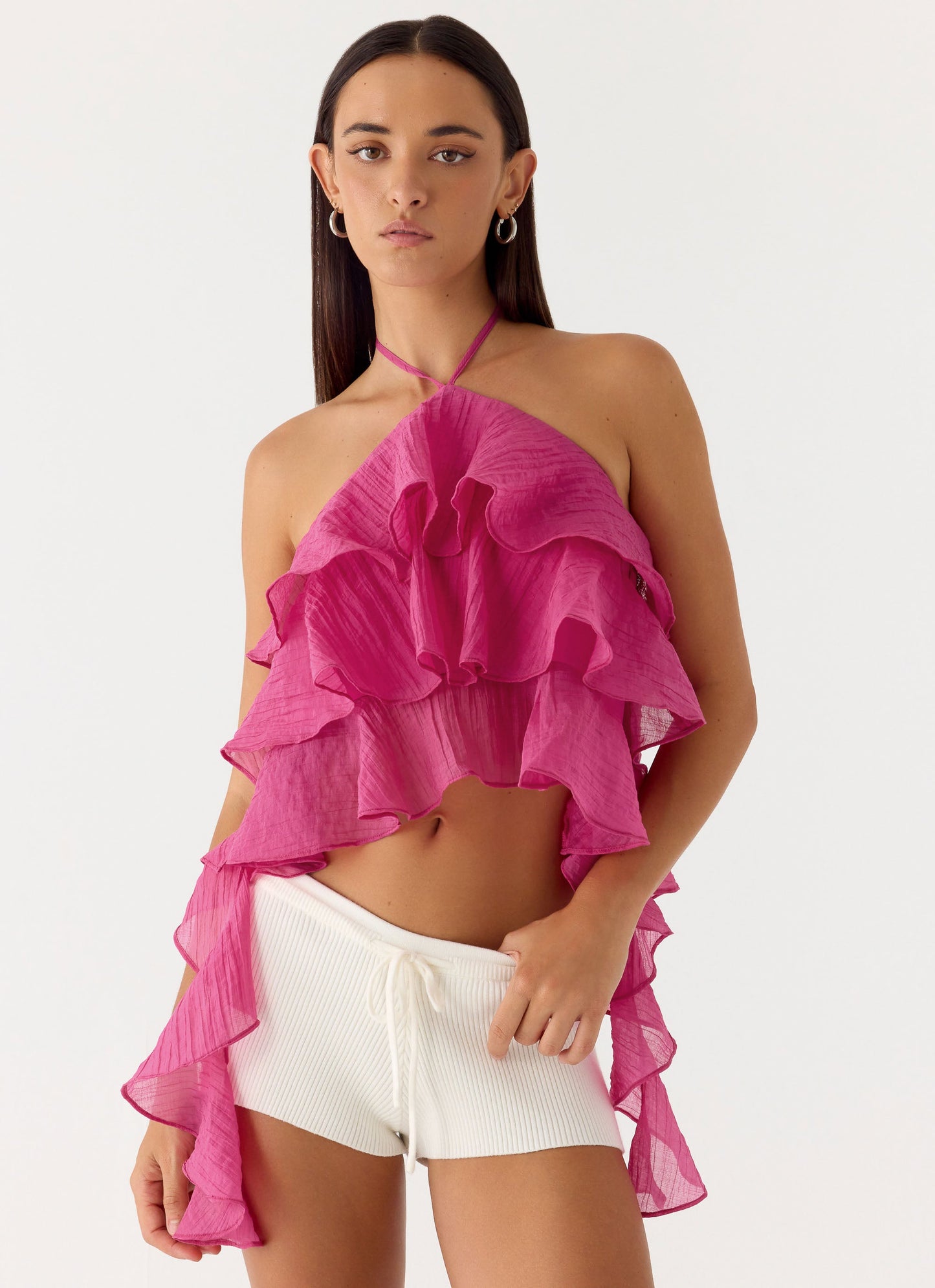 Inna Frill Halter Top - Fuchsia
