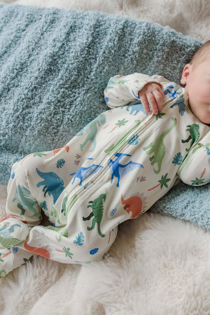 Bamboo Zipper Footie | Little Fossil Neutral