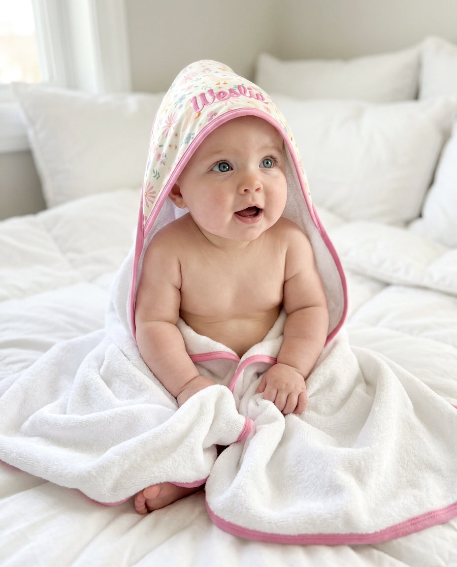 Kids Embroidered Bamboo Hooded Towels