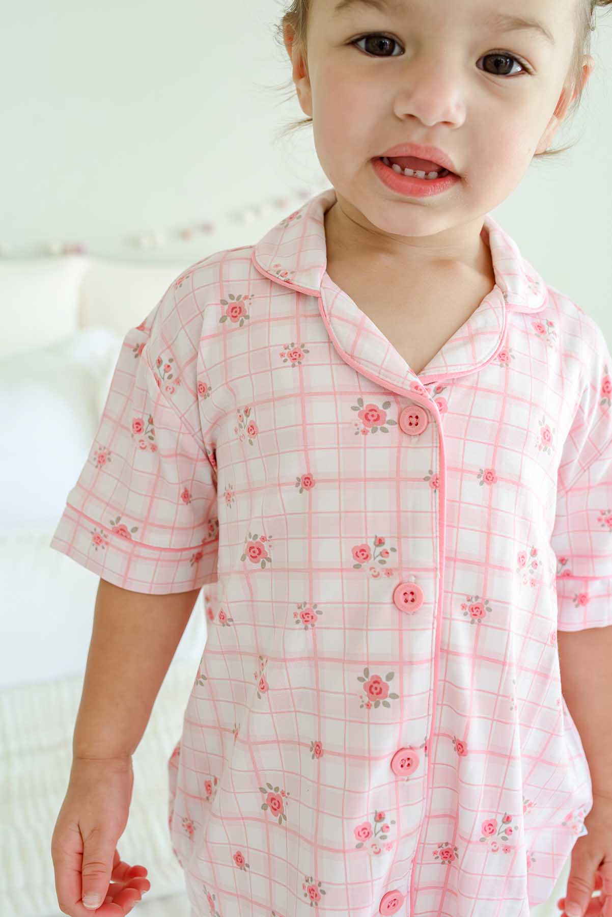 Girls' Two Piece Bamboo Flare Lounge Set | Primrose Plaid