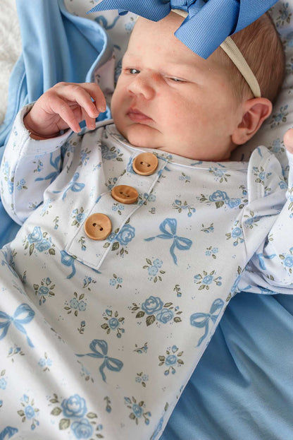 Newborn Baby Knot Gown & Hat Set | Tied In Blooms