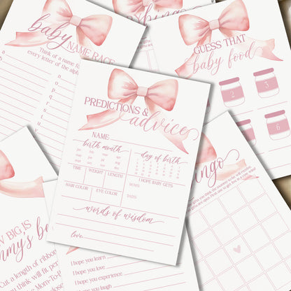 Bow Baby Shower Games - Free Baby Shower Digital Download