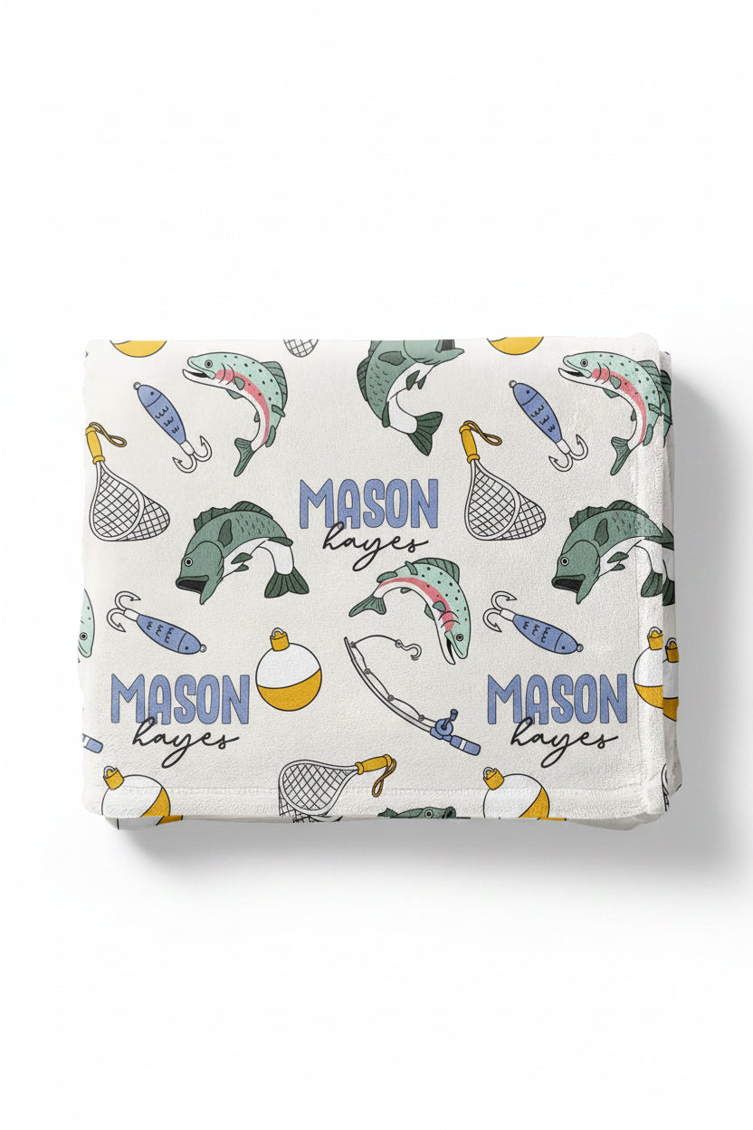 Catch of the Day Personalized Kids Blanket