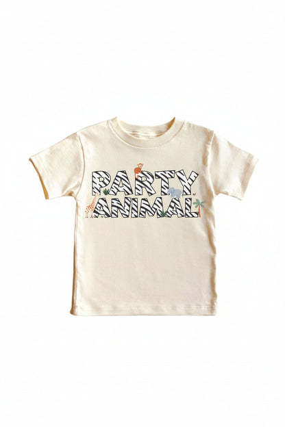 Party Animal Graphic Bodysuit & Kids Tee | Natural