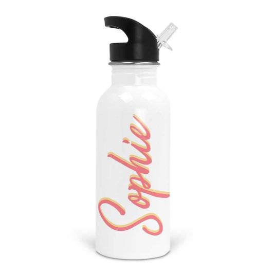 Blush & Daisy Script Personalized Kids Water Bottle