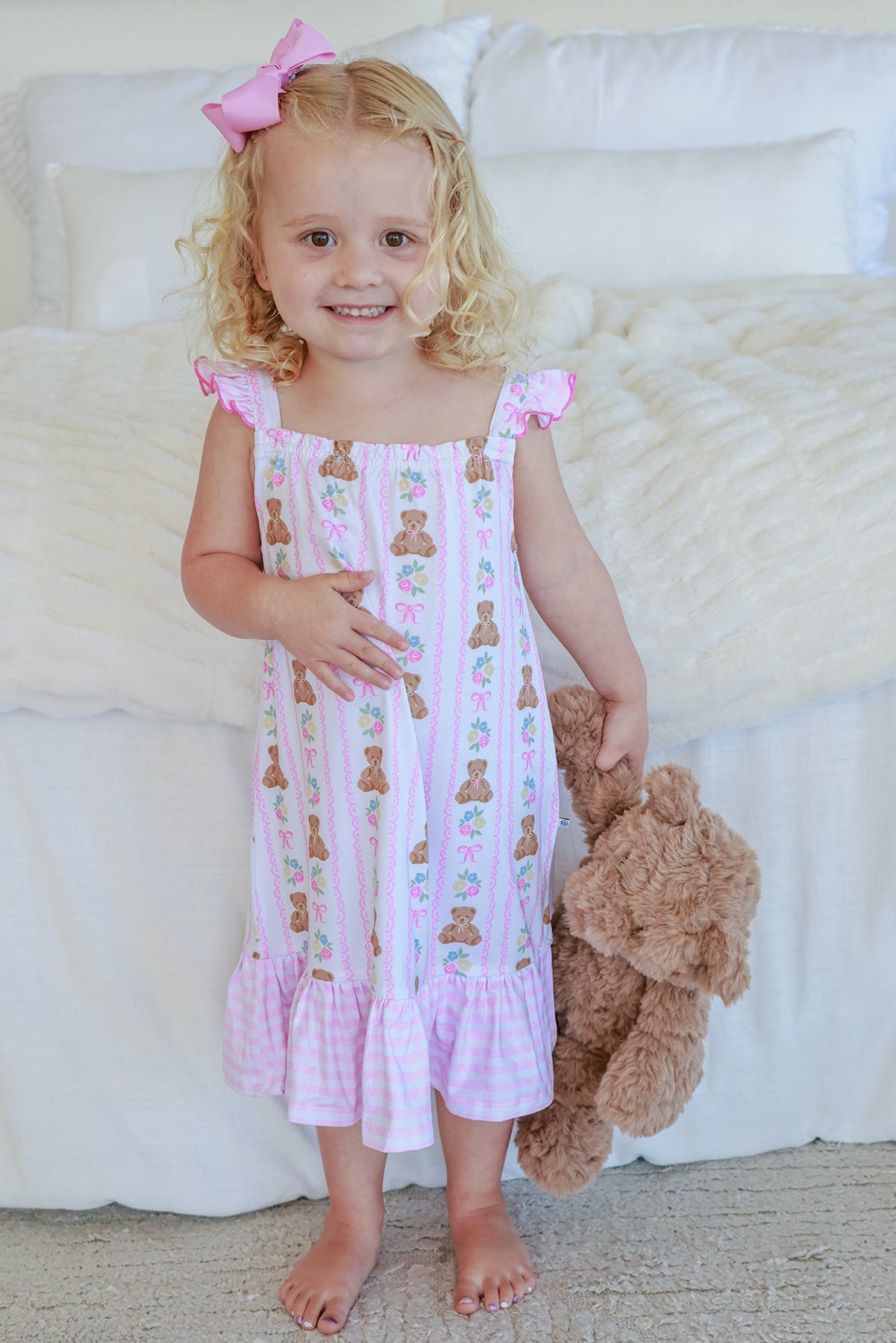 Girls' Full Length Ruffle Nightgown | Beary Lovely