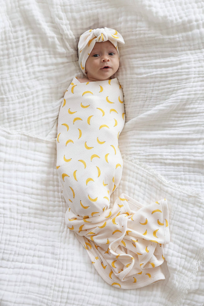 Go Bananas Bamboo Waffle Knit Large Bow Headwrap