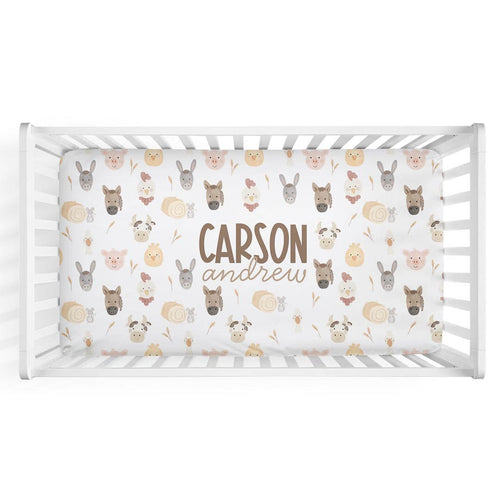 Barnyard Buddies Personalized Crib Sheet