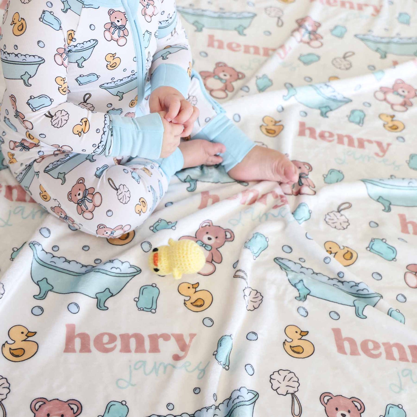 Bathtime Besties Personalized Kids Blanket | Blue