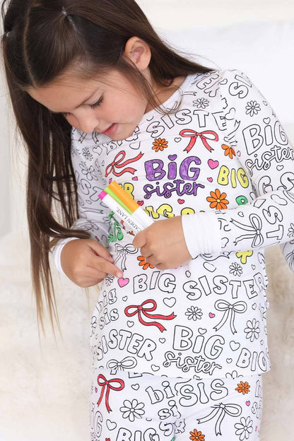 Colorable Two Piece Pajama Set | Big Sis