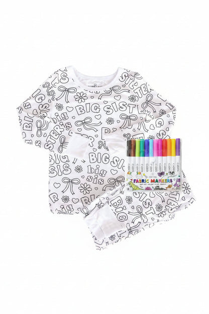 Colorable Two Piece Pajama Set | Big Sis