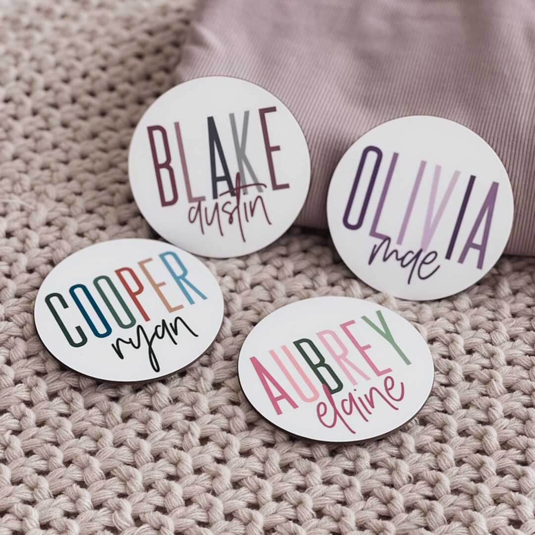 Personalized Color Block Baby Name Announcement