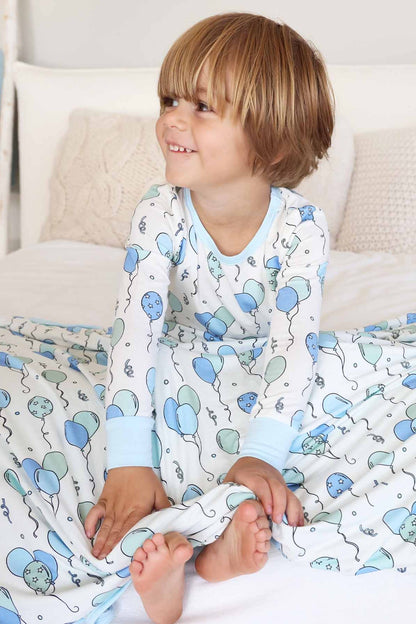 Party Time Double Sided Bamboo Blanket | Blue