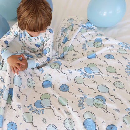 Party Time Personalized Kids Blanket | Blue