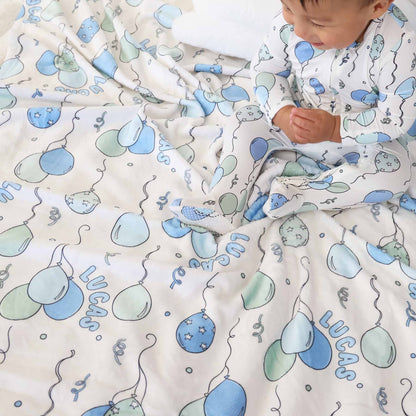 Party Time Personalized Kids Blanket | Blue