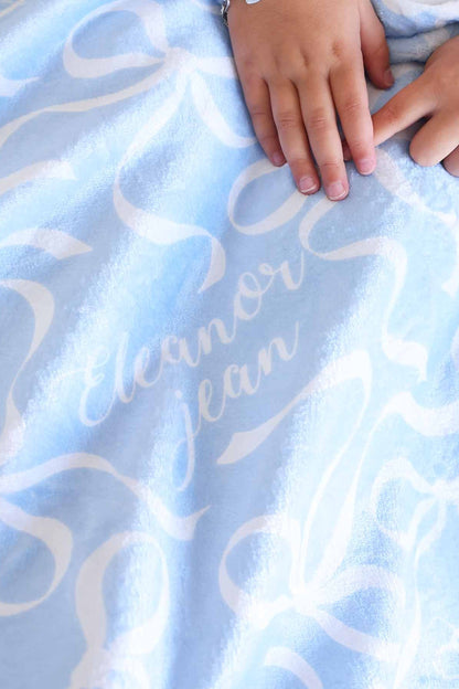Blue-tiful Bows Personalized Kids Blanket