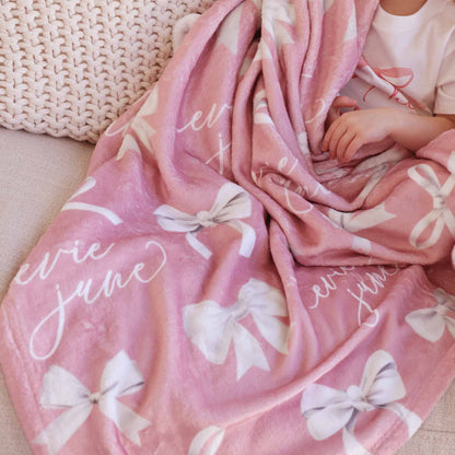 Bow Personalized Kids Blanket