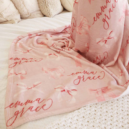 Bow Personalized Kids Blanket