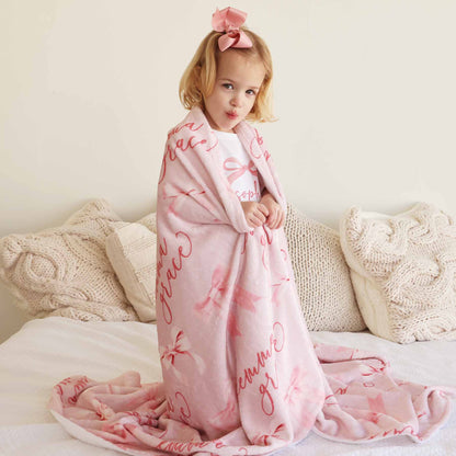 Bow Personalized Kids Blanket