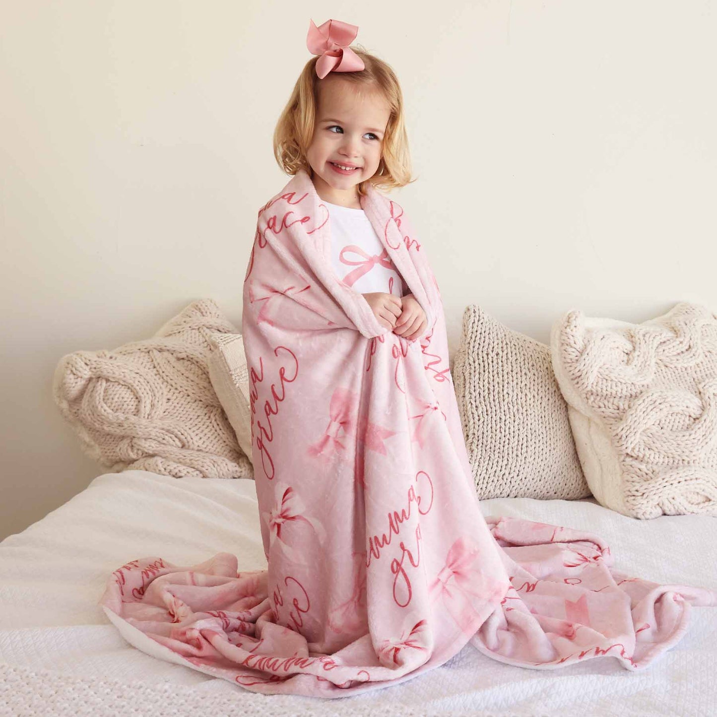 Bow Personalized Kids Blanket